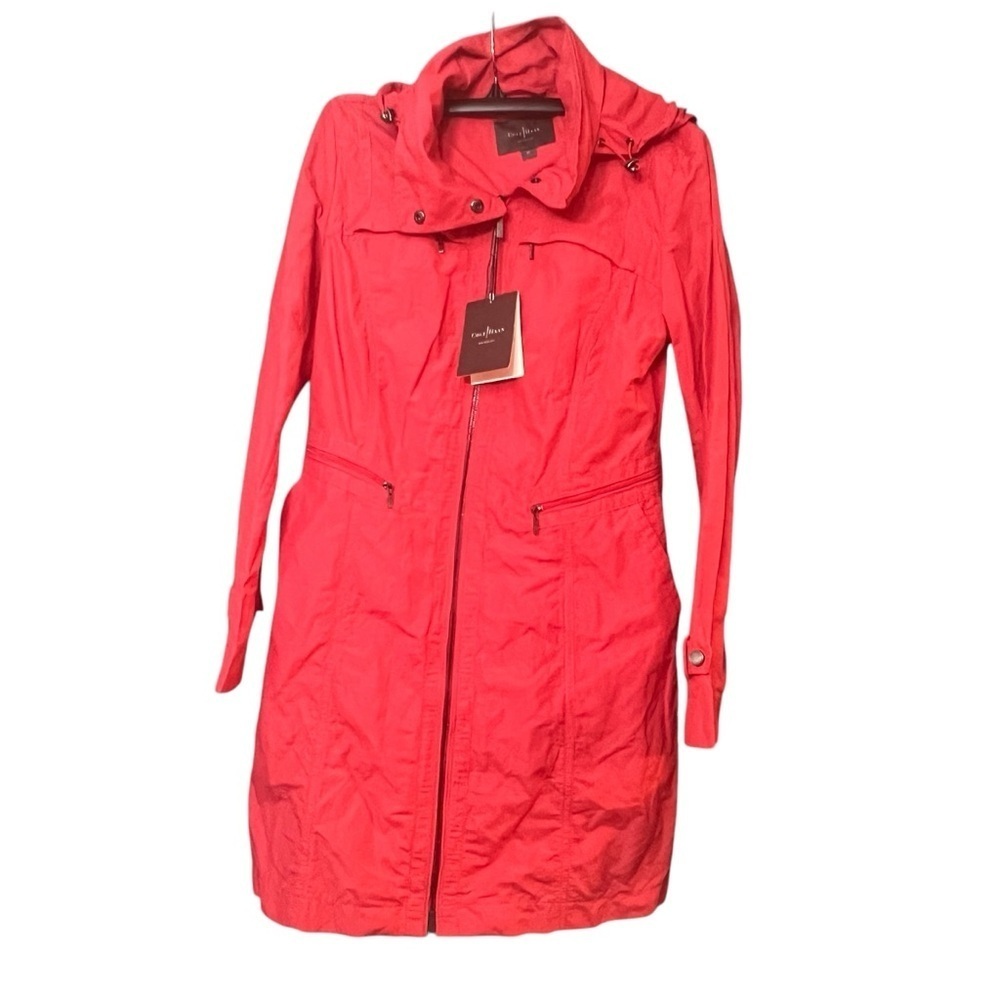 COLE HAAN W's Crinkled cotton/nylon rain coat /Size: M Red
